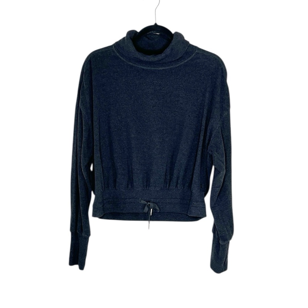 Sweaty Betty Melody Luxe Fleece Pullover Sweatshirt in Dark Charcoal Gray US 12